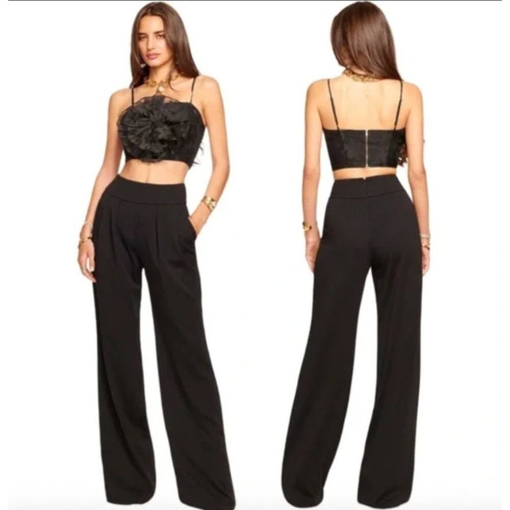 RAMY BROOK Pants NEW Size 0 Ava Pant Black Slack Pockets Straight Leg Relaxed